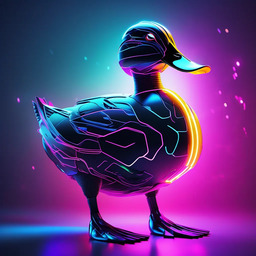 a beautiful cyber duck from the future